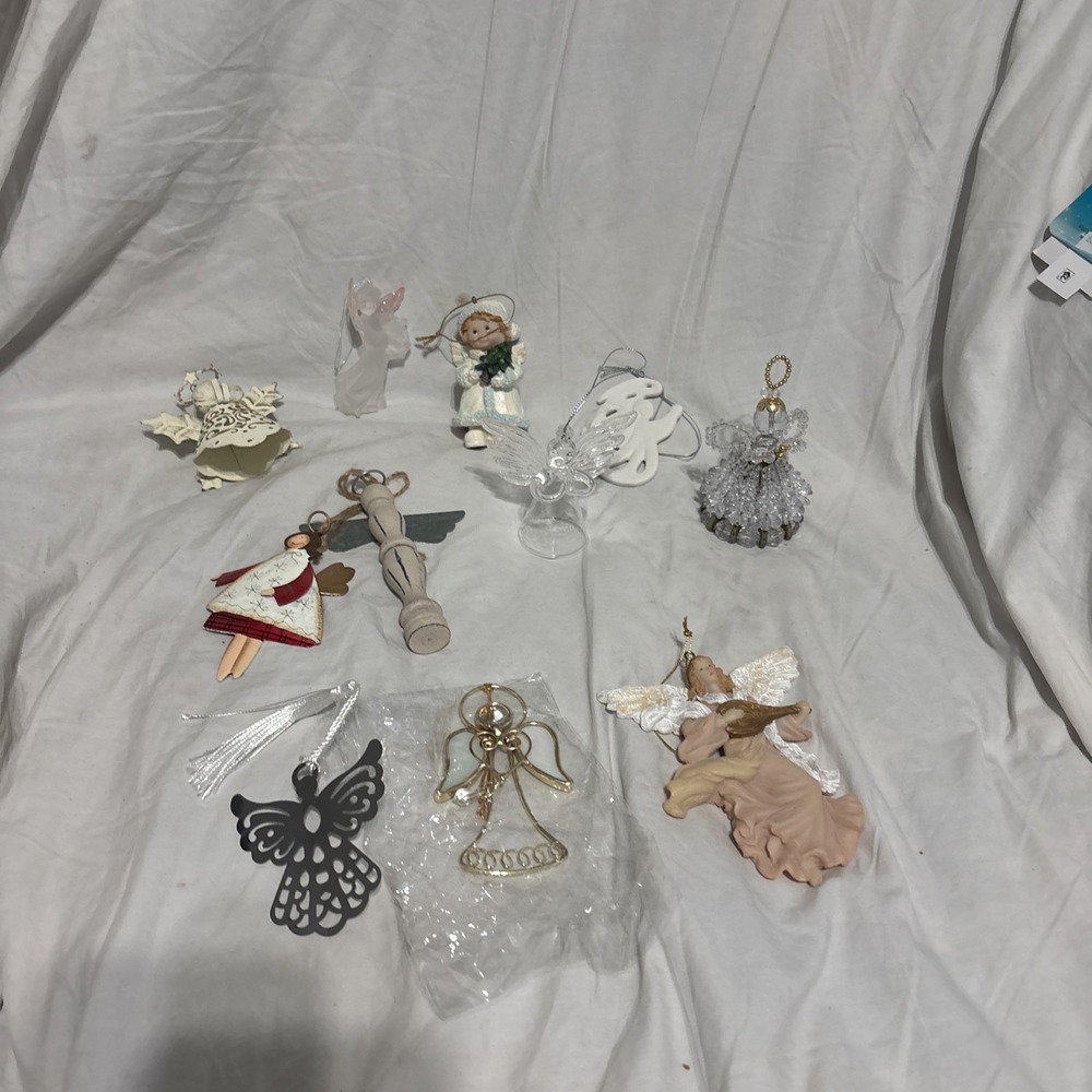 11 Vintage Christmas‎ Angels Ornaments Spun Glass,Gold, Wood Big Lot
